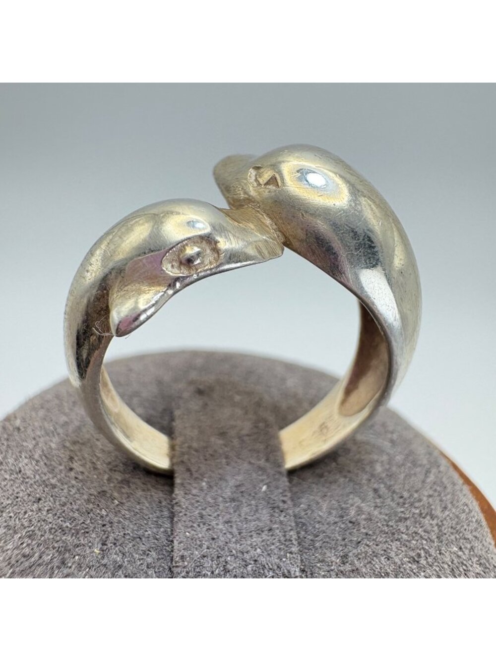 Dolphins Sterling Silver 925 Bypass Design Ring Size 7.75